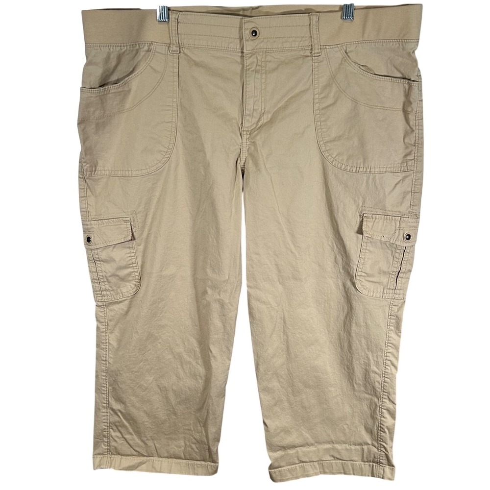 Lee Relaxed Fit Cargo Capri Pants Tan Khaki Plus Size 20W Medium Womens